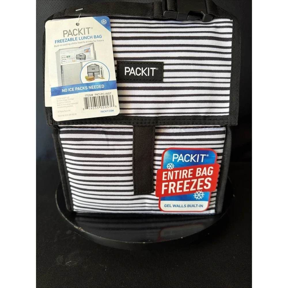 Packit‎ Freezable Lunch Bag Black And White Stripe NWT